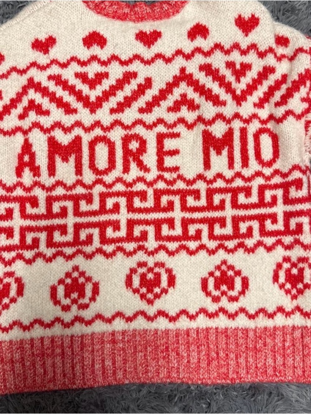 Amore Mio Red & Cream Knit Sweater - Women's Crewneck